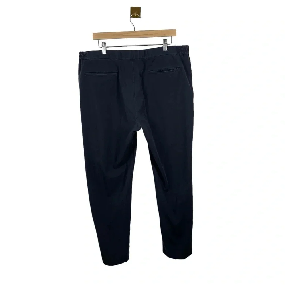 Theory Curtis Precision Ponte Pants Black Drawstring Stretch Tapered Mens 40